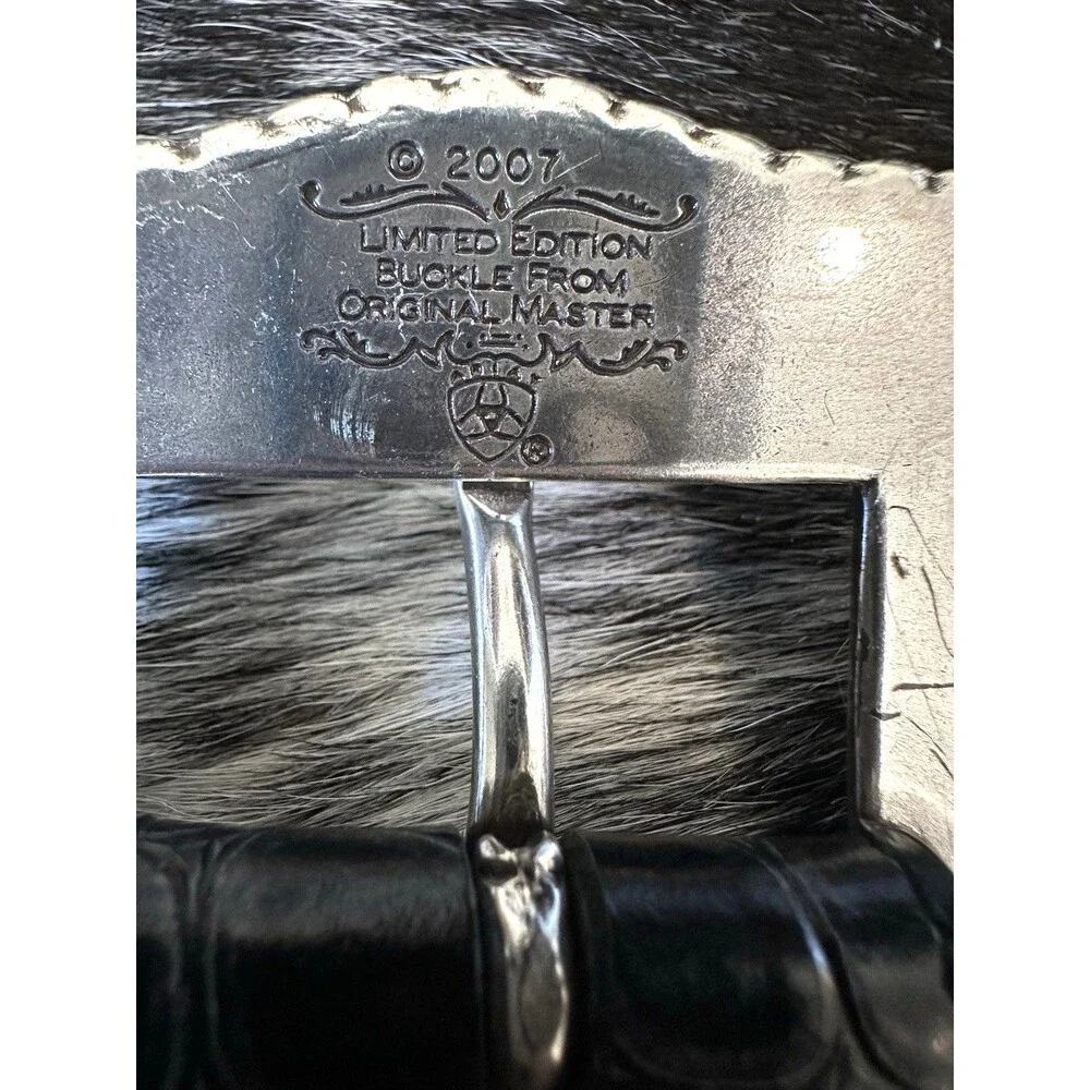 Ariat Genuine Leather Belt Women's Limited Edition Buckle 2007 Zebra Studs Sz 38